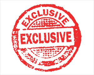 Exclusive red grunge stamp, sale vintage rubber badge template isolated vector icon.