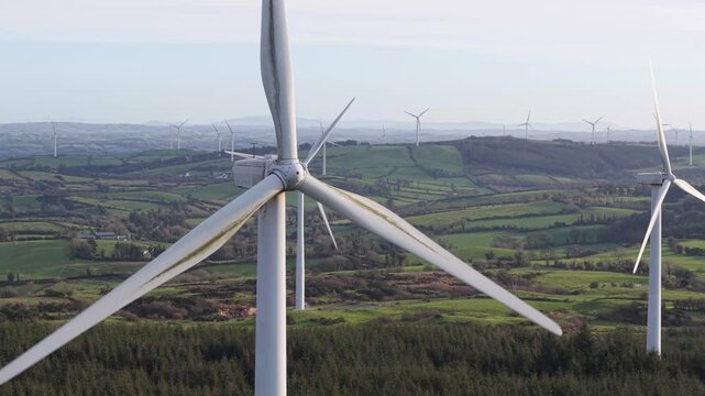 Wind Turbines - Wind Farm In County Cavan, Ireland. - aerial shot