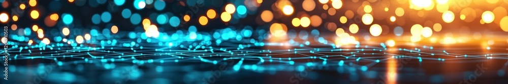 Poster Glowing Abstract Background with Colorful Lights and Sparkling Effects for Artistic Designs and Visual Media