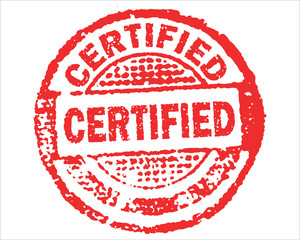 Certified red grunge stamp, sale vintage rubber badge template isolated vector icon.