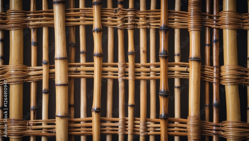 Aufkleber Woven natural bamboo texture background with intricate patterns and details suitable for crafts and design projects Copy Space