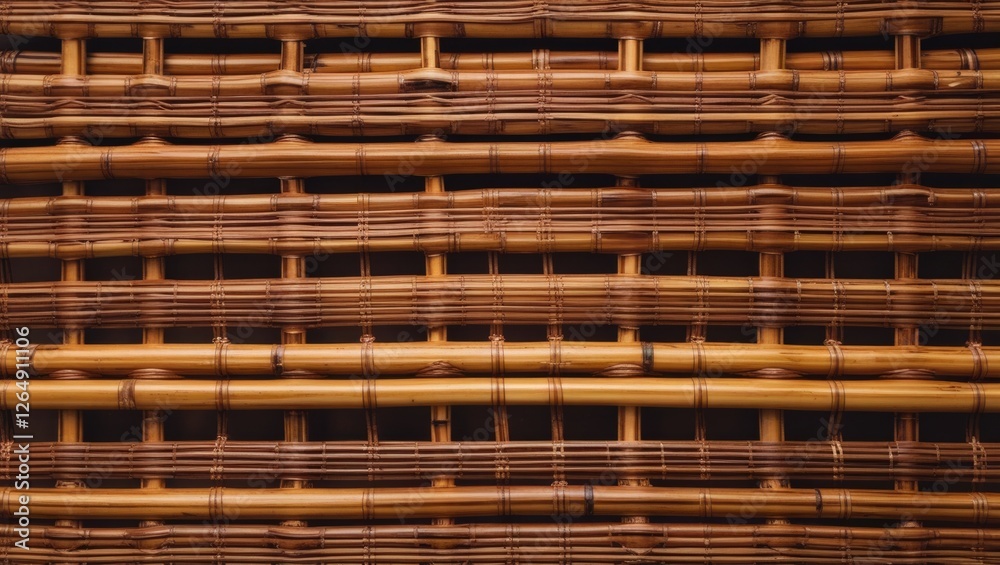 Aufkleber Woven bamboo texture background with intricate patterns and earthy tones suitable for various design applications