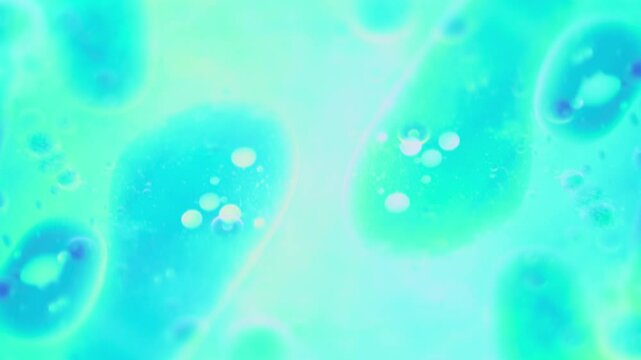 Space pattern of oil paint in motion, bubbles, blue oil paint abstract background.