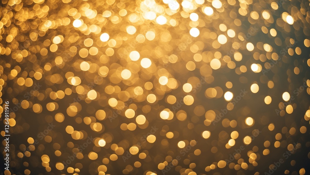 Aufkleber Golden bokeh texture abstract background with soft blurred lights and copy space for text