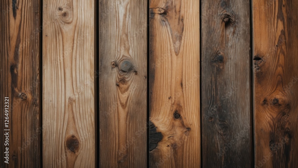 Poster Wooden Plank Texture Background with Varied Shades of Brown and Horizontal Alignment Ideal for Design Projects Copy Space