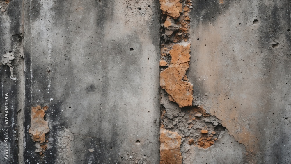 Leinwandbilder cracked and weathered concrete wall with visible erosion and texture imperfections suitable for back