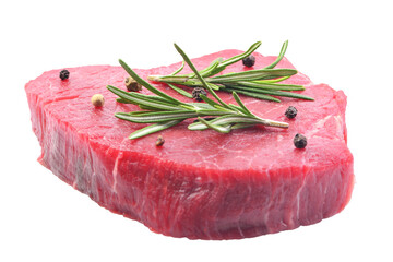 Raw beef steak with rosemary isolated