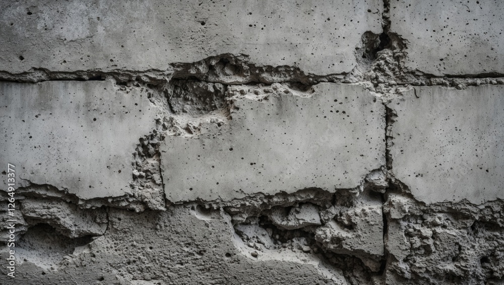 Poster Concrete wall texture with cracks and damage showing rough surfaces and imperfections for background design Copy Space