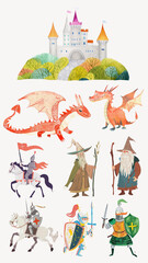 PNG Medieval fantasy character element set, transparent background