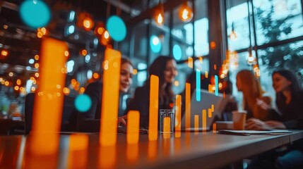 Obraz premium Bright and Optimistic Business Meeting with Success Graph and People