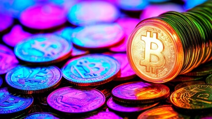 Bright and Thoughtful Business Success with Colorful Graph and Coins