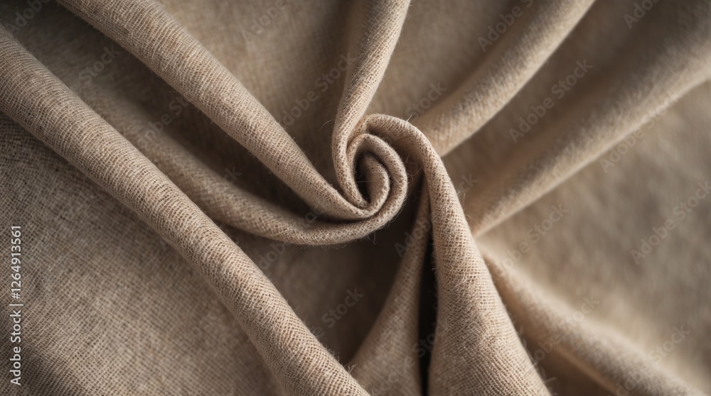 Aufkleber Close-up of textured beige fabric with twisted pattern highlighting softness and warmth Copy Space