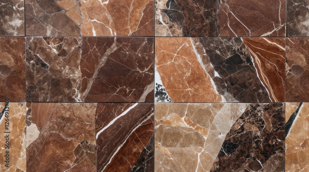Aufkleber Brown and beige marble tile texture with natural patterns and variations in surface detail Copy Space