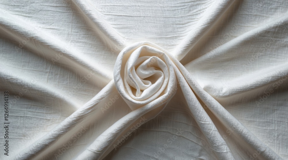 Aufkleber White fabric arranged in a swirl pattern on a textured surface with soft lighting Copy Space