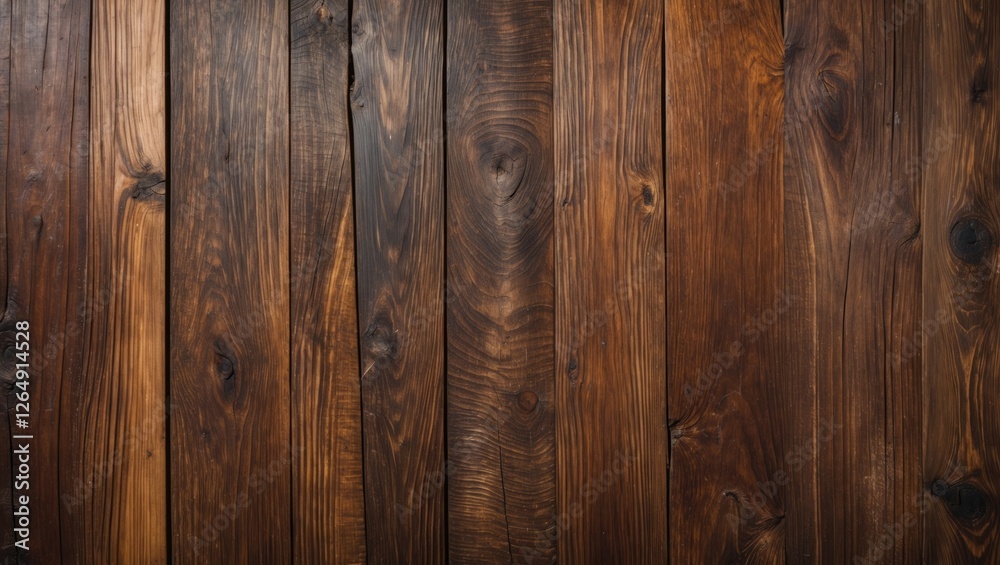 Poster Brown wooden planks background with varying textures and tones suitable for design use with Copy Space