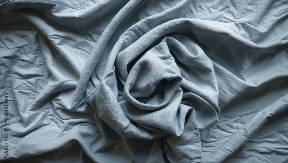 Aufkleber Wrinkled light blue fabric with a circular pattern creating texture and depth for background use Copy Space