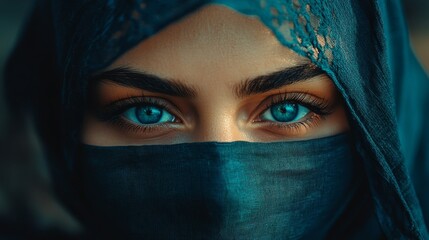 Naklejka premium Intriguing Woman in a Mysterious Hijab