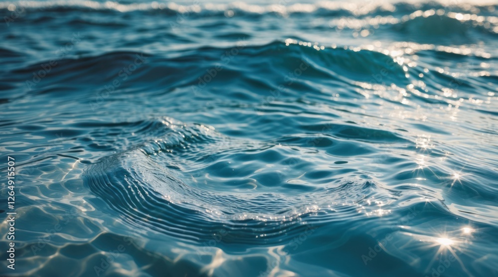 Aufkleber Rippling water surface with sunlight reflections creating a shimmer effect and gentle wave patterns Copy Space