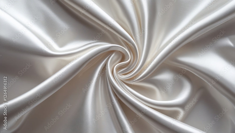 Poster white satin fabric texture background with swirling pattern and soft sheen detail. copy space