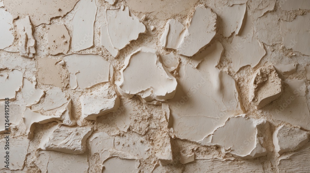 Aufkleber Peeled paint texture on wall with rough surface and irregular patches showcasing layers of chipped material and earthy tones Copy Space