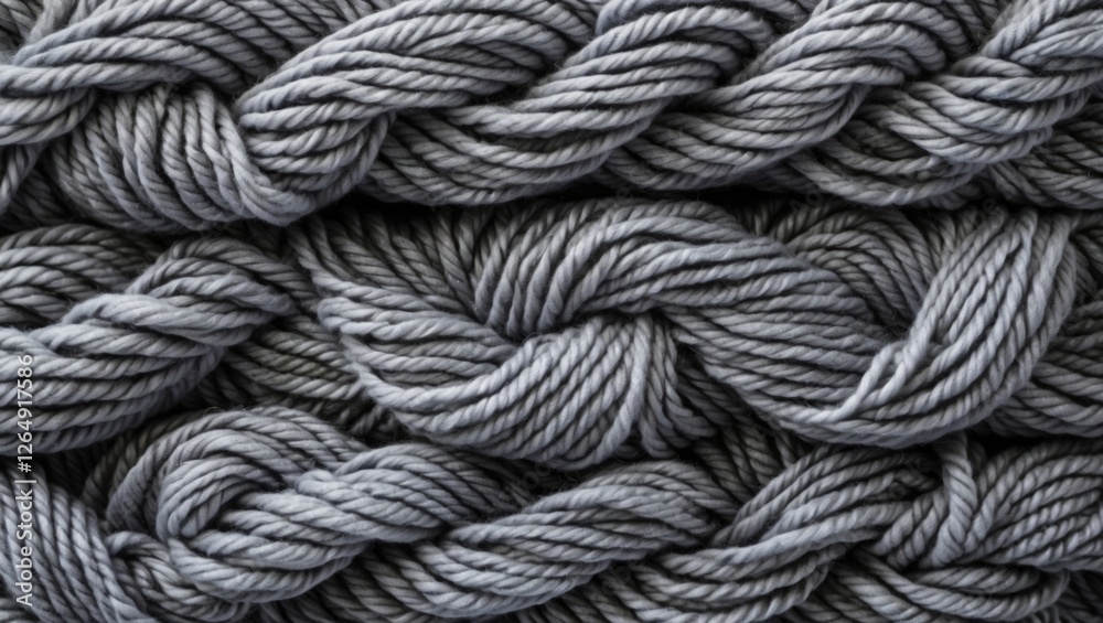 Aufkleber Gray twisted yarn texture background for textile design and craft projects with Copy Space