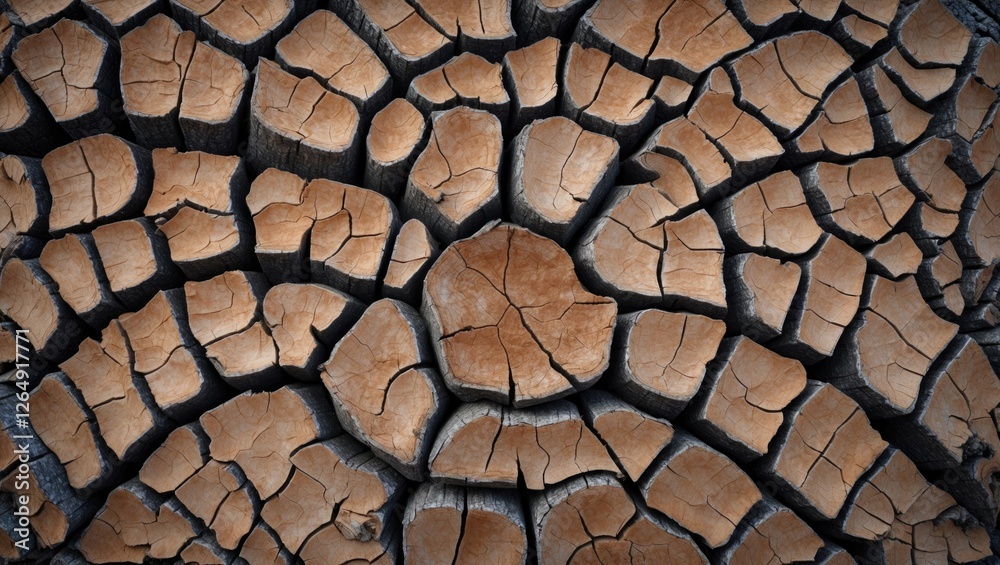 Poster close-up texture of cracked tree bark showcasing intricate patterns and natural earth tones suitable