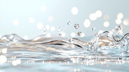 Sparkling Water Diamonds  Luxury Liquid  Shimmering Wave  Clean Abstract Background