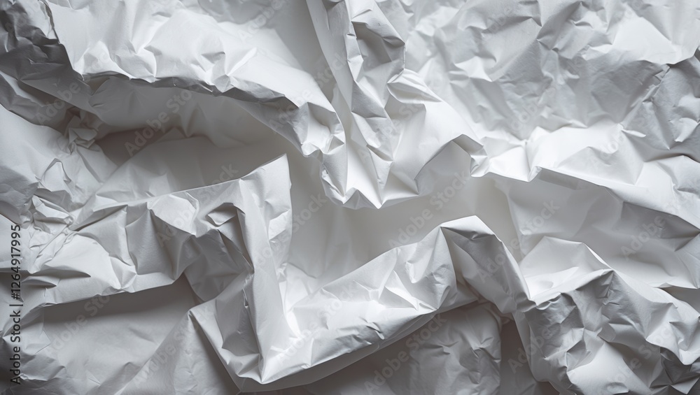 Aufkleber Crumpled white paper texture background with dynamic folds and creases ideal for design projects or as a conceptual backdrop Copy Space
