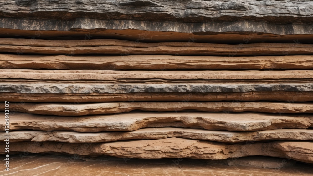 Poster layered rock formations with varied textures and colors showcasing geological stratification. copy s
