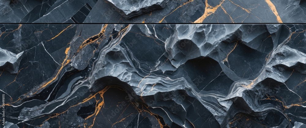 Poster Black and gold marble texture background with intricate patterns and natural veins suitable for design projects Copy Space