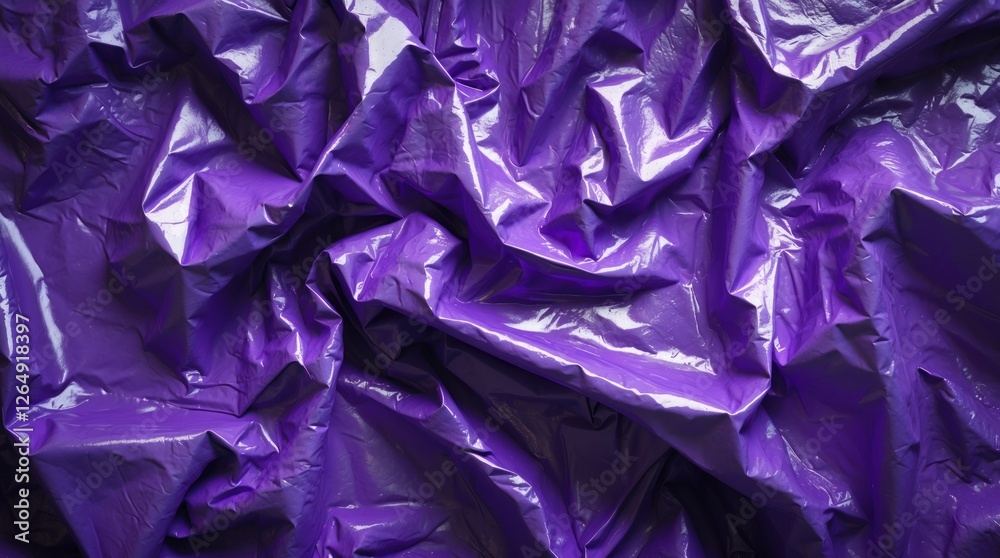Aufkleber Purple wrinkled plastic sheet background texture with glossy surface and folds ideal for design projects with Copy Space