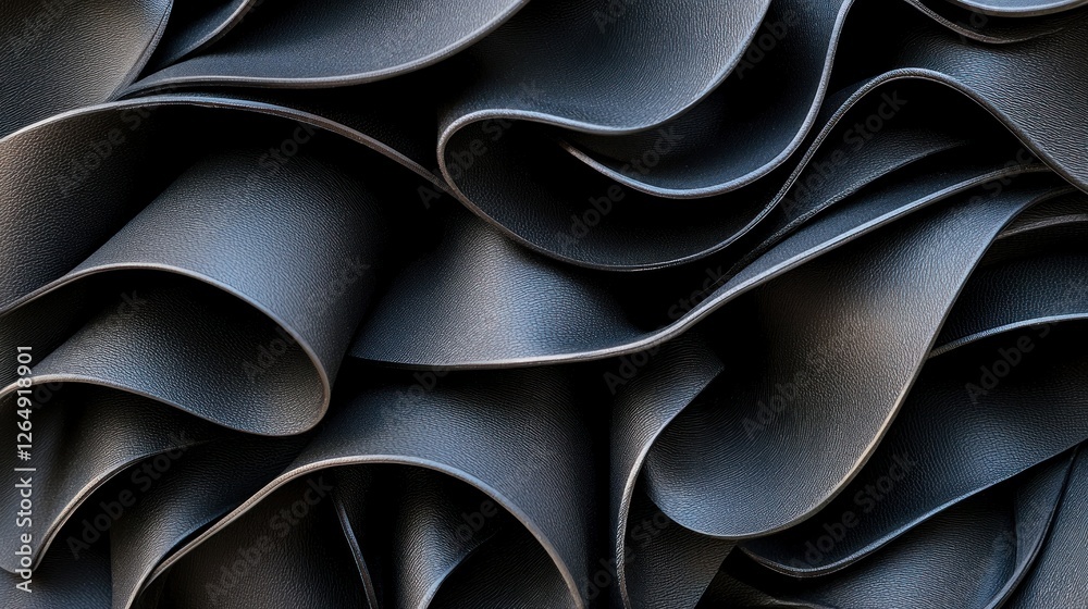 Aufkleber Elegant Black Textured Waves of Soft Material Creating a Modern, Stylish Background for Fashion and Design Projects