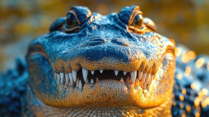 Fototapeta premium Alligator close-up, swamp sunset, wildlife