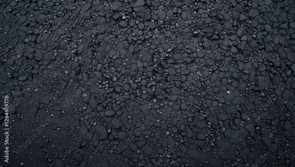 Aufkleber Texture of black gravel stones with various sizes and shapes on a dark surface suitable for background use Copy Space