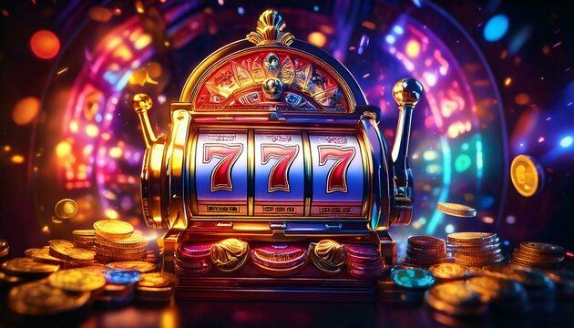 Generated image Close up of casino Luxury slot machine jackpot 777