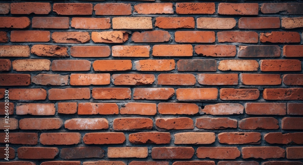 Poster textured red brick wall surface with varying shades of orange and brown bricks natural pattern ideal