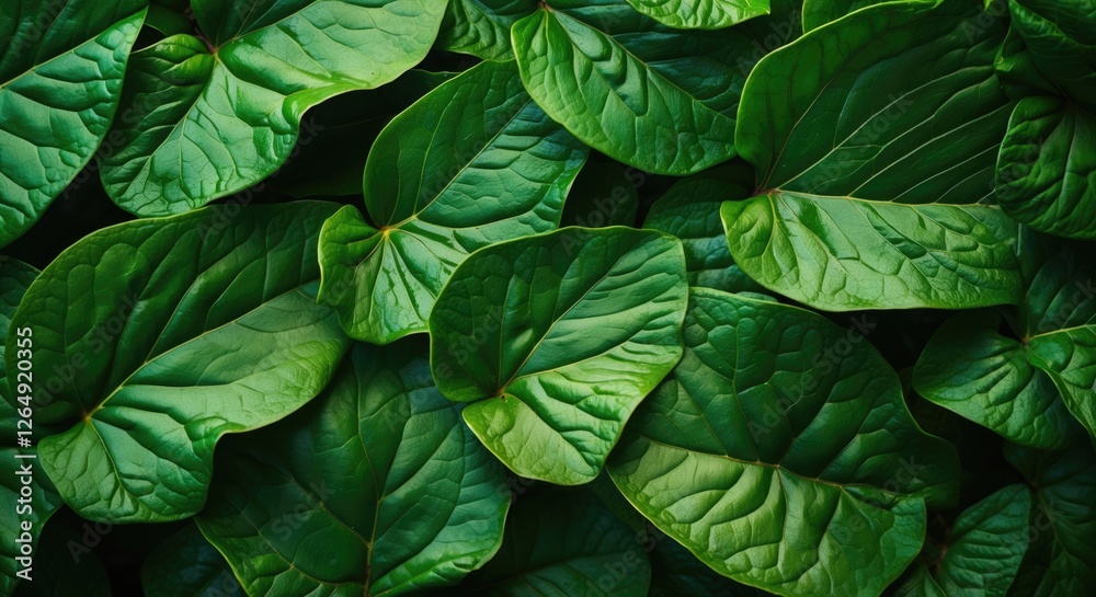 Poster green botanical leaves background with rich texture and vibrant color for organic design use copy sp