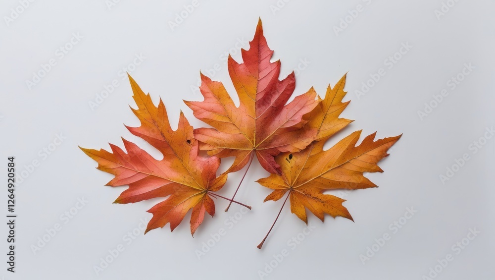 Poster Colorful autumn leaves arranged on a light background with space for text Copy Space