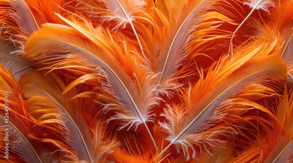 Aufkleber Vibrant orange feathers with intricate details on a textured background suitable for various design applications Copy Space