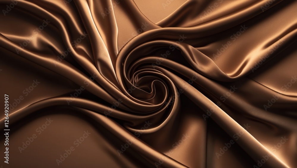 Aufkleber Silk fabric texture background in rich brown color with folded and twisted patterns suitable for textile design and creative projects