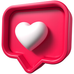 3D Glossy heart like icon – Social media and digital engagement symbol