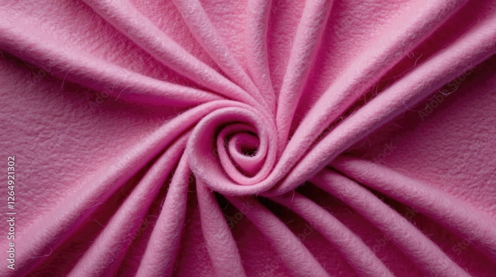 Aufkleber Pink fabric texture folded in a spiral pattern with soft fibers visible ideal for backgrounds and textile design Copy Space