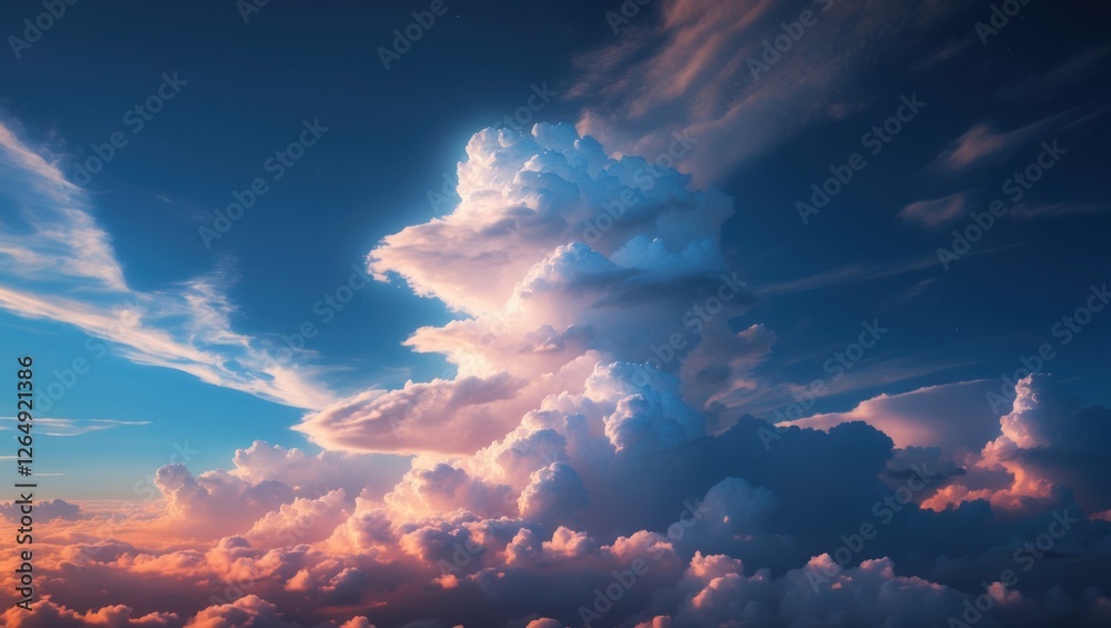 Poster dramatic cloud formation during sunset with vibrant colors and textured sky suitable for backgrounds