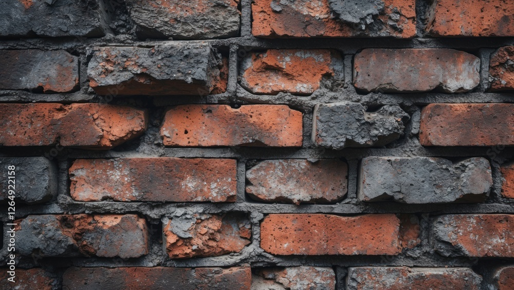 Aufkleber Weathered brick wall texture with dark and red bricks variously sized and shaped ideal for backgrounds and design projects Copy Space
