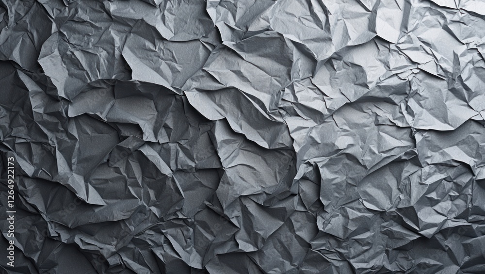 Aufkleber Crumpled gray paper texture background with intricate folds and wrinkles suitable for various design applications Copy Space