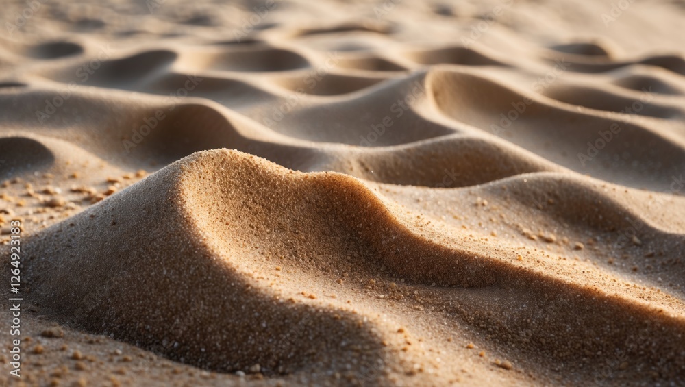 Aufkleber Close-up of natural sand dunes with smooth texture and soft light creating shadows and highlights on the surface Copy Space