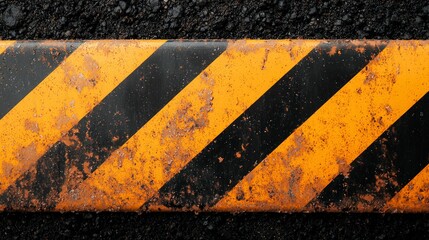 Fototapeta premium Grunge Yellow Black Diagonal Stripes Texture Industrial Safety Warning Background