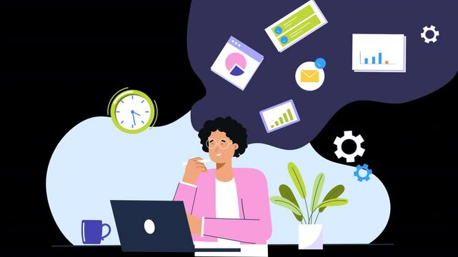 Showcase streamlined multitasking with precise vector elements, illustrating balance and efficiency.