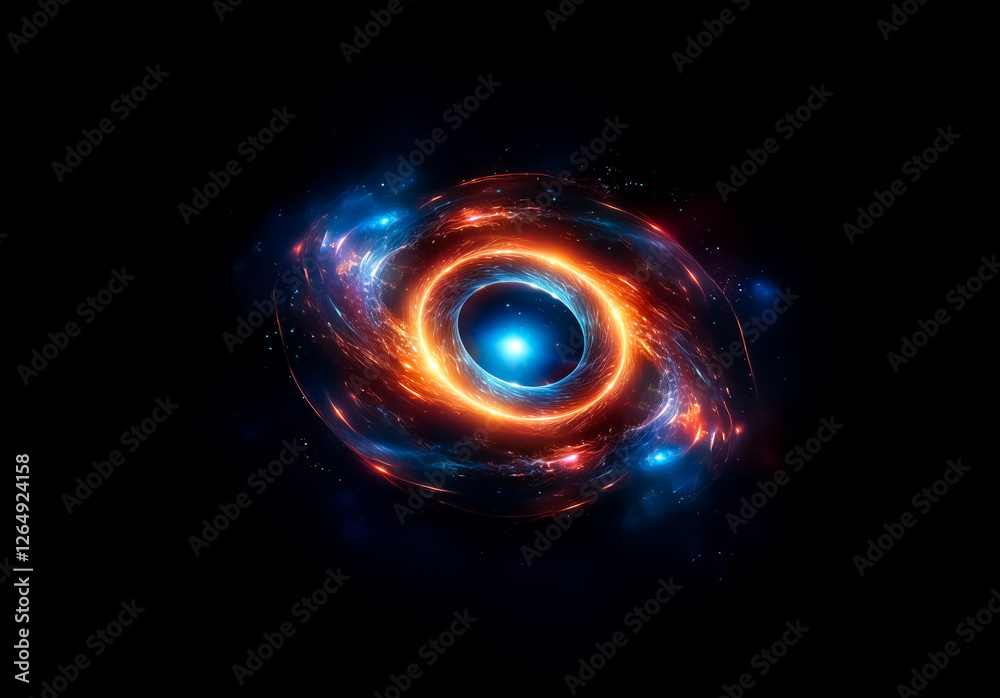 Aufkleber abstract swirling vortex of bright orange and blue lights against a dark background. cosmic energy a