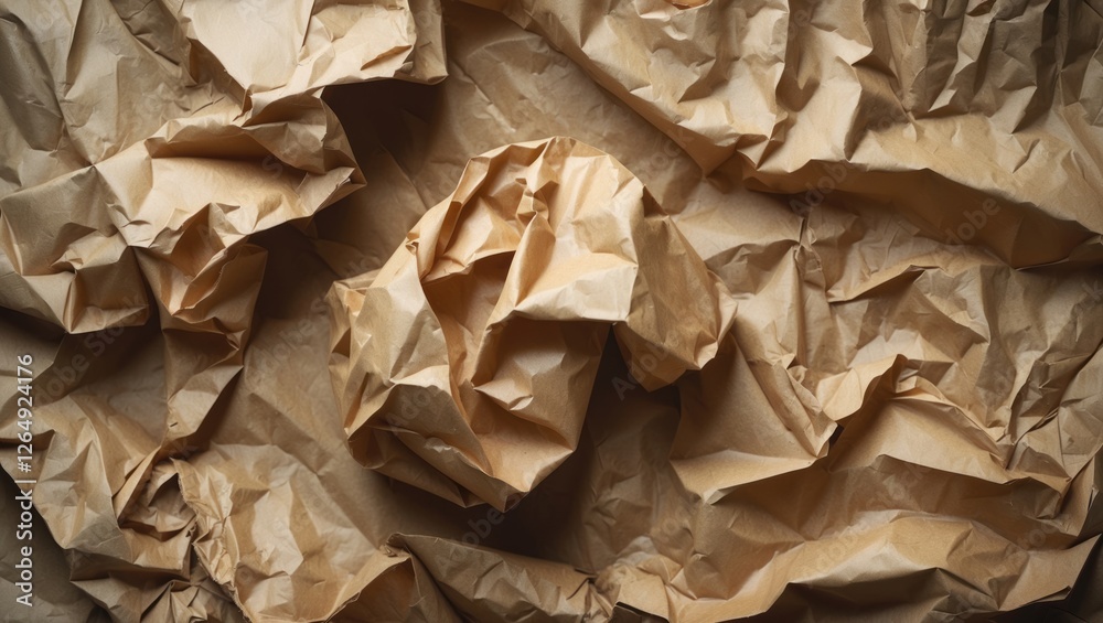 Aufkleber Brown crumpled paper texture background with layered folds and creases suitable for design use and copy space for text placement